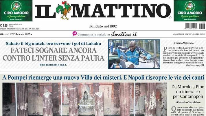 prima pagina il mattino oggi