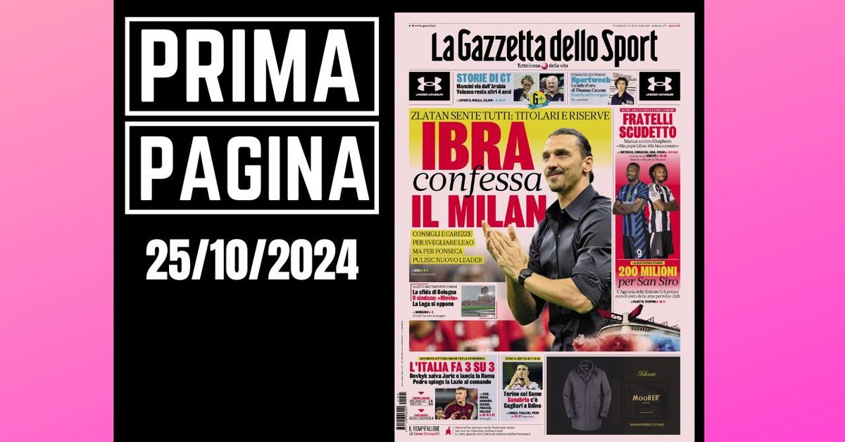 Prima pagina Gazzetta dello Sport: “Ibrahimovic confessa il Milan”