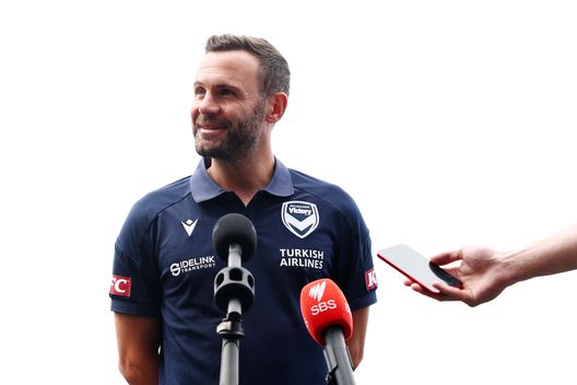 Juan Mata durante la prima intervista con il Melbourne Victory. (Foto di Morgan Hancock/Getty Images) Ufficiale, Juan Mata è un nuovo giocatore del Melbourne Victory- immagine 3