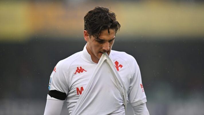 VERONA, ITALY - FEBRUARY 23: Nicolo Zaniolo of Fiorentina reacts during the Serie A match between Verona and Fiorentina at Stadio Marcantonio Bentegodi on February 23, 2025 in Verona, Italy. (Photo by Alessandro Sabattini/Getty Images) Fiorentina, attesa del Giudice Sportivo per Zaniolo: quanto rischia di squalifica - immagine 1