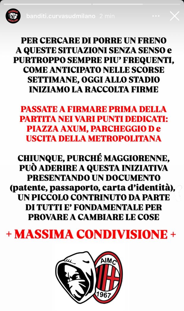 Milan, la petizione della Curva Sud: “Riportiamo questo sport a una dimensione più umana e a misura di tifoso”- immagine 2