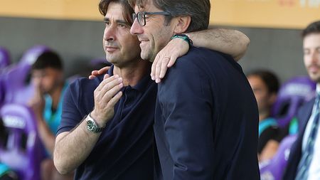 BAGNO A RIPOLI, ITALY - MAY 31: Federico Guidi manager of AS Roma and Emiliano Bigica manager of US Sassuolo during the Primavera 1 Final Four match between Sassuolo U19 and AS Roma U19 on May 31, 2024 in Bagno a Ripoli, Italy. (Photo by Gabriele Maltinti - AS Roma/AS Roma via Getty Images)