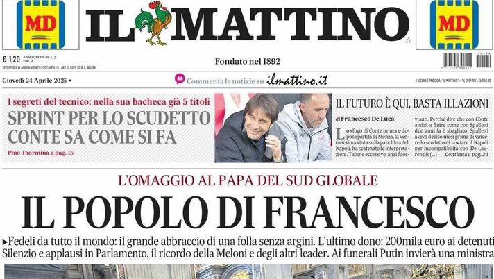prima pagina il mattino oggi