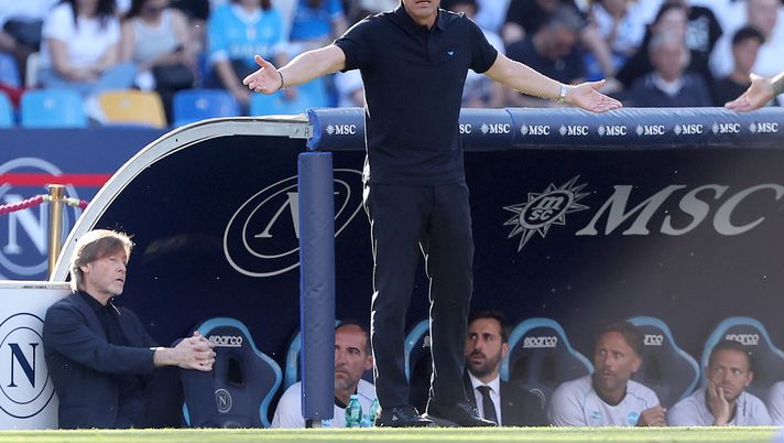 NAPLES, ITALY - MAY 24: Antonio Conte SSC Napoli head coach during the Serie A match between SSC Napoli and Udinese Calcio at Stadio Diego Armando Maradona on May 24, 2026 in Naples, Italy. (Photo by Francesco Pecoraro/Getty Images) conte napoli