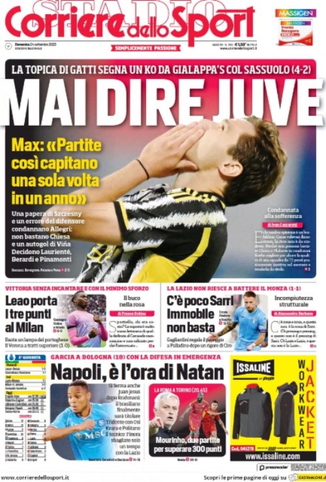 La prima pagina de Il Corriere dello Sport 24-09-2023