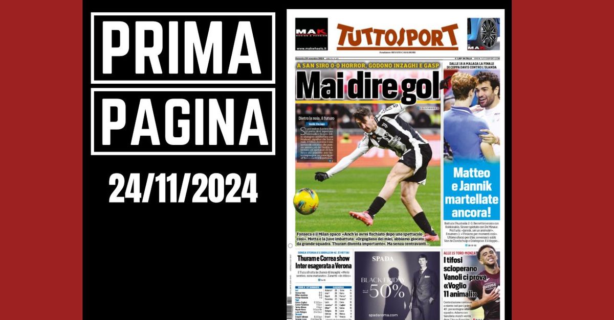 Prima pagina Tuttosport: a San Siro tra Milan e Juventus è 0 0 horror