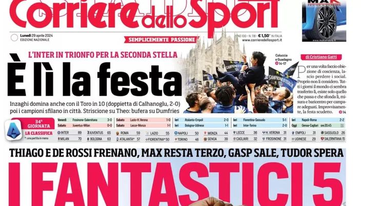 prima pagina corriere dello sport oggi