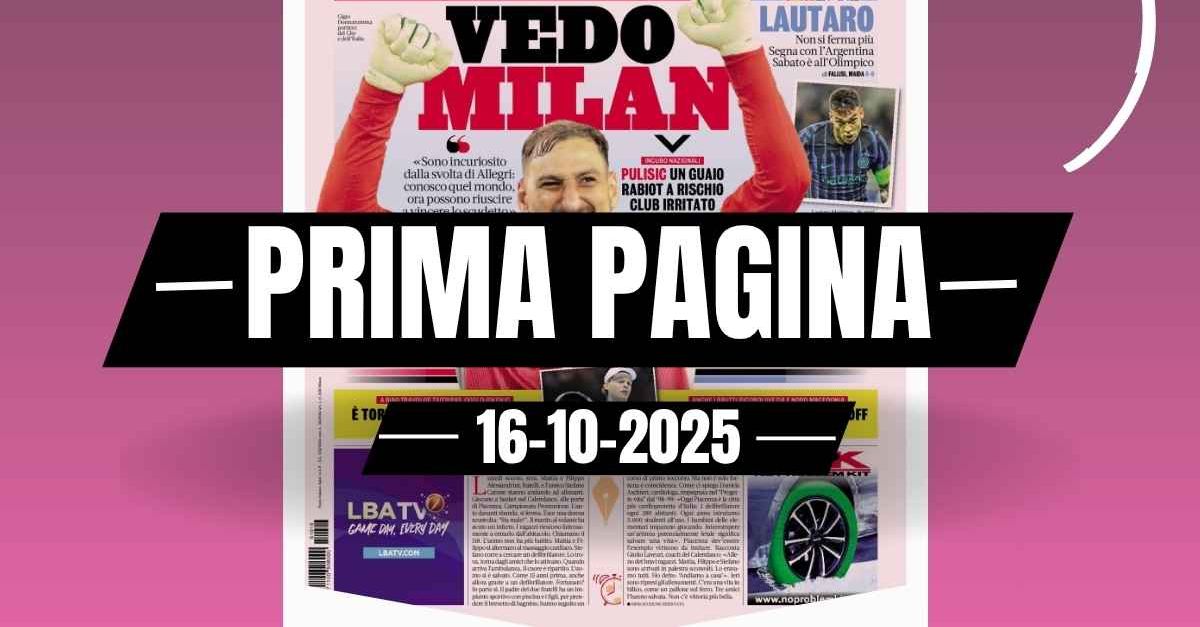 Prima pagina Gazzetta dello Sport: “Donnarumma: ‘Vedo Milan. Incuriosito da Allegri Prima pagina Gazzetta dello Sport: “Donnarumma: ‘Vedo Milan. Incuriosito da Allegri