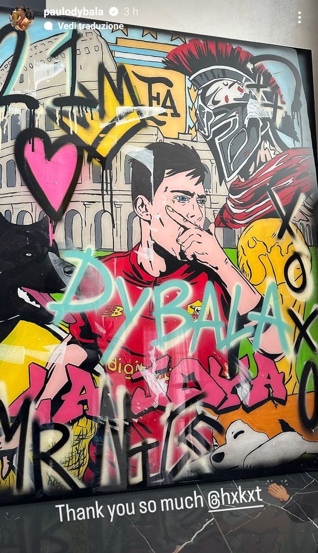 Dybala, il nuovo quadro regalato da un fan a tema Roma e Argentina- immagine 2