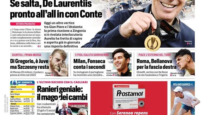 EDICOLA CDS – Bologna KO, Thiago Motta ignorato dai tifosi. Milan, Fonseca conta i secondi - immagine 1