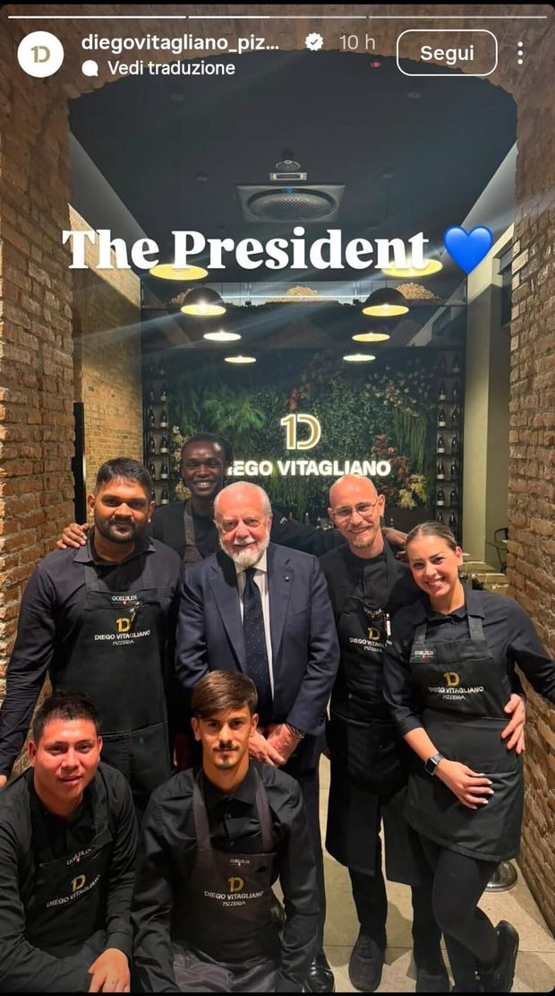 “The President”: lo scatto social di De Laurentiis con lo staff di Vitagliano – FOTO- immagine 2