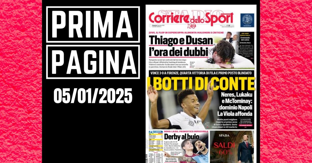 Prima pagina Corriere dello Sport: domani derby Inter Milan di Supercoppa