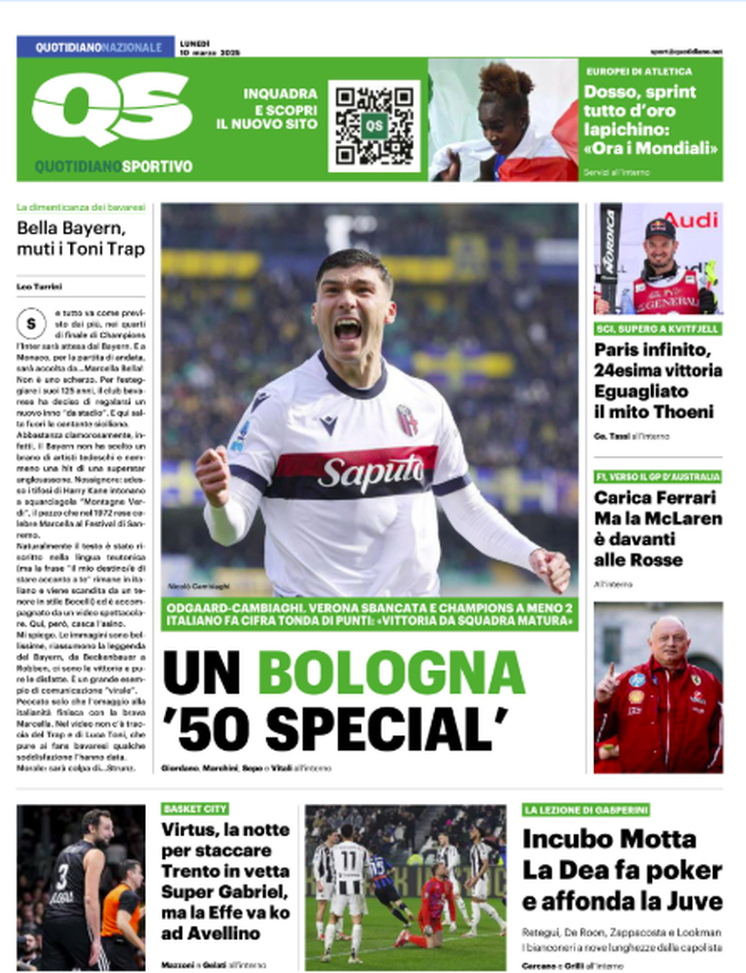 Il Bologna passa a Verona e vede l’Europa: le aperture dei giornali- immagine 2