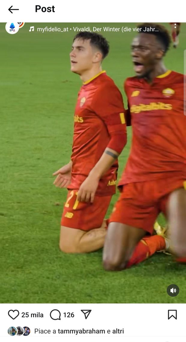 La Roma celebra la doppietta di Dybala con la Fiorentina: spunta il like di Abraham- immagine 2