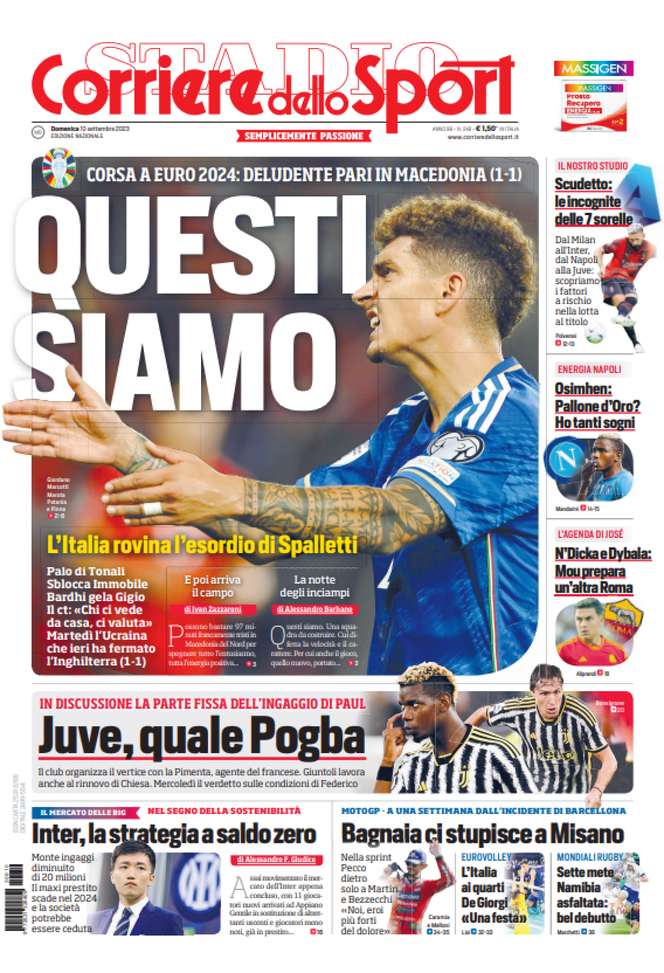 La prima pagina de Il Corriere dello Sport 10-09-2023