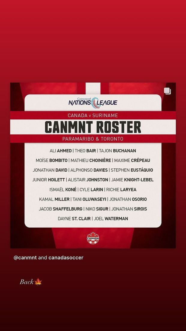 Canada, Buchanan ritorna in Nazionale: la soddisfazione di Tajon sui social- immagine 3