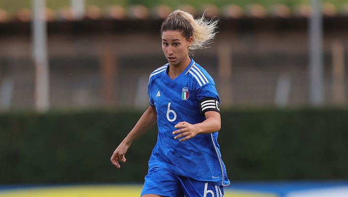 FLORENCE, ITALY - SEPTEMBER 21: Emma Severini of Italy Women U23 in action during the international friendly match between Italy U23 Women and Netherlands U23 Women at Centro Tecnico Federale di Coverciano on September 21, 2023 in Florence, Italy. (Photo by Gabriele Maltinti/Getty Images) severini