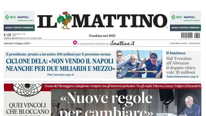 Il Napoli sui media: le prime pagine dei quotidiani di oggi- immagine 2