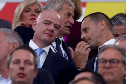 Ceferin con il presidente Fifa Gianni Infantino. (Foto di Alexander Hassenstein/Getty Images) Infantino Italia Svizzera