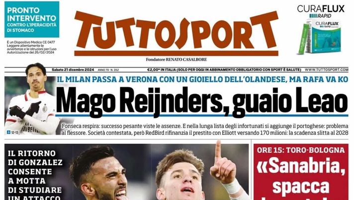prima pagina tuttosport oggi