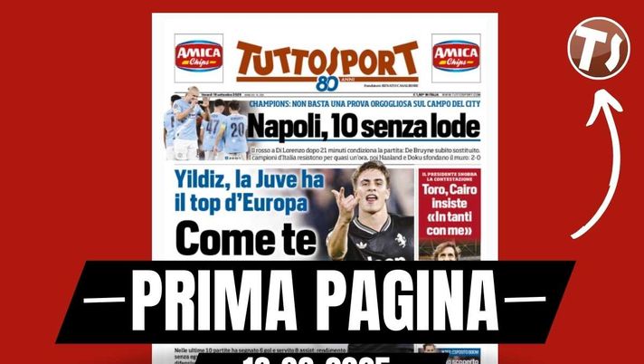 Prima pagina Tuttosport: Udinese-Milan, parla il difensore Bertola