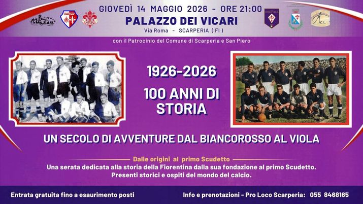 Dalla nascita allo scudetto, a Scarperia grande evento sui 100 anni della Fiorentina Dalla nascita allo scudetto, a Scarperia grande evento sui 100 anni della Fiorentina - immagine 1