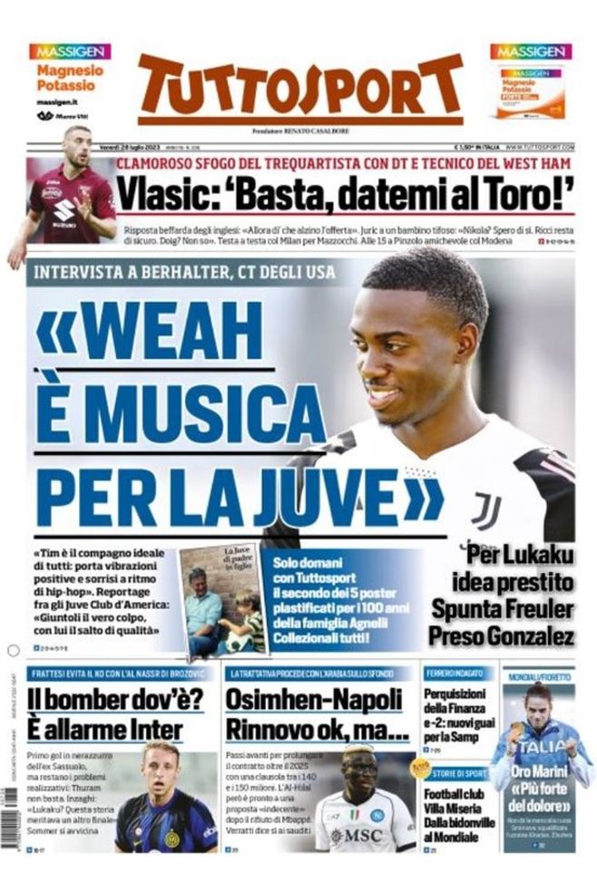 EDICOLA TS – Allarme Inter, il bomber dov’è? Frattesi evita il ko con l’Al-Nassr - immagine 1