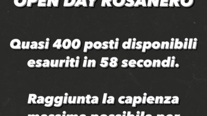 Palermo, polverizzati in meno di un minuto i 400 posti per l’open day rosanero Palermo calcio