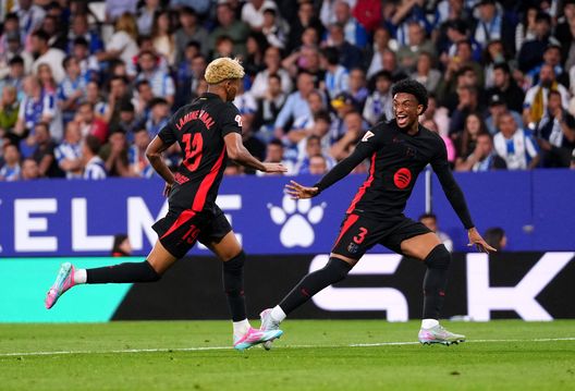 Yamal esulta con Baldé. (Foto di Alex Caparros/Getty Images) Barcellona e Athletic Bilbao: due grandissimi vivai a confronto- immagine 3