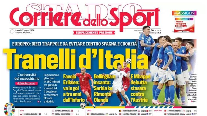 PRIMA PAGINA CORRIERE DELLO SPORT OGGI: “Napoli, Dovbyk all’esame Conte” prima pagina corriere dello sport oggi