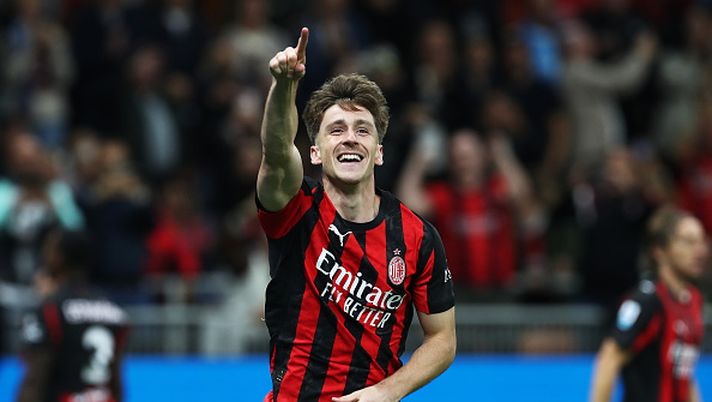MILAN, ITALY - SEPTEMBER 28: Alexis Saelemaekers of AC Milan
celebrates after scoring a goal during the Serie A match between AC Milan and SSC Napoli at Giuseppe Meazza Stadium on September 28, 2025 in Milan, Italy. (Photo by Marco Luzzani/Getty Images) Saelemaekers