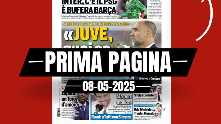 Prima pagina Tuttosport: 'Zoff: 'Juve, guai se pareggi'. Inter, c'è il PSG'