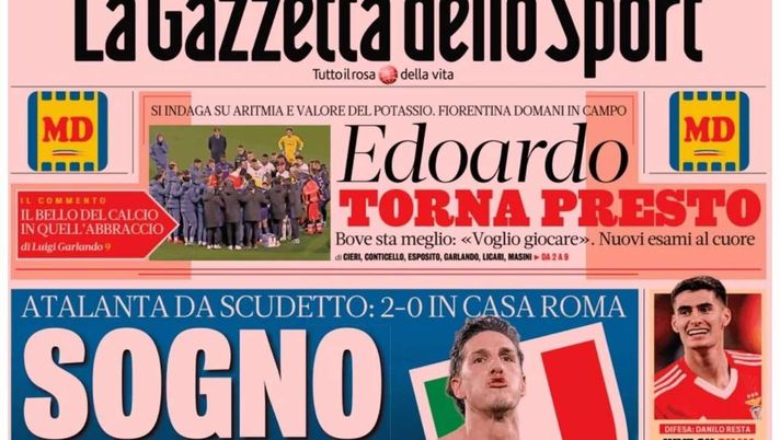 PRIMA PAGINA GAZZETTA DELLO SPORT OGGI: “Inzaghi al rinnovo, ci metto la firma”