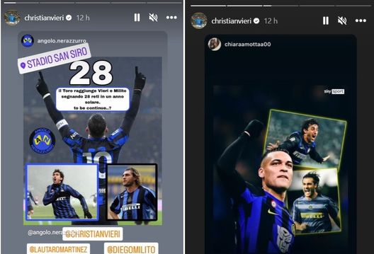 28 gol in un anno solare, Vieri pubblica il traguardo condiviso con Lautaro- immagine 2