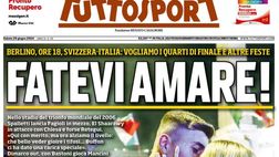 PRIMA PAGINA TUTTOSPORT OGGI: “Berlino ore 18, Svizzera-Italia: fatevi amare!”