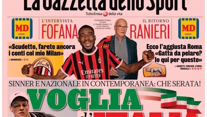 PRIMA PAGINA GAZZETTA DELLO SPORT OGGI: “Inzaghi al rinnovo, ci metto la firma”