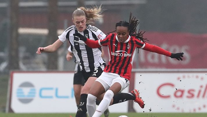 MILAN, ITALY - FEBRUARY 09: Mathilde Harviken of Juventus in action during the Women Serie A match between AC Milan and Juventus at Vismara PUMA House of Football on February 09, 2025 in Milan, Italy. (Photo by Juventus FC/Juventus FC via Getty Images)  Milan Femminile Poule Scudetto