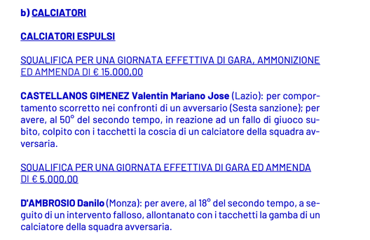 BREAKING – Castellanos, ecco la decisione del Giudice Sportivo sulla squalifica! D’Ambrosio…- immagine 2