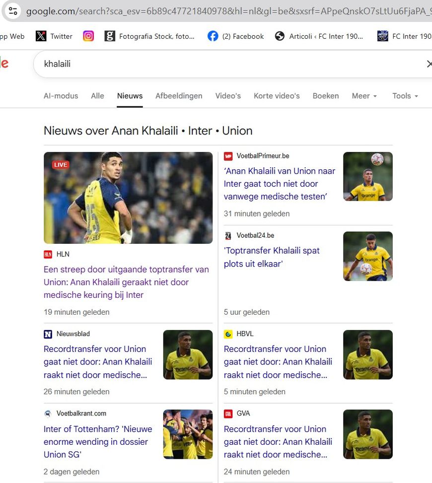 Khalaili, la notizia su Google.be Khalaili non supera l’idoneità. In Belgio: “Problema cardiaco ma in Italia si sa…”- immagine 3