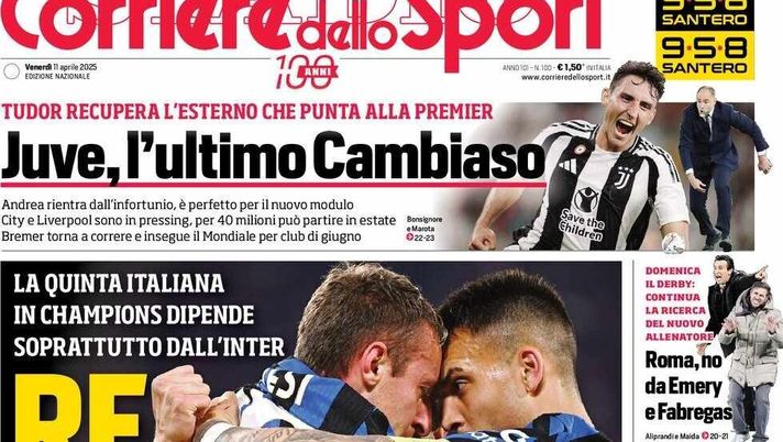 prima pagina corriere dello sport oggi