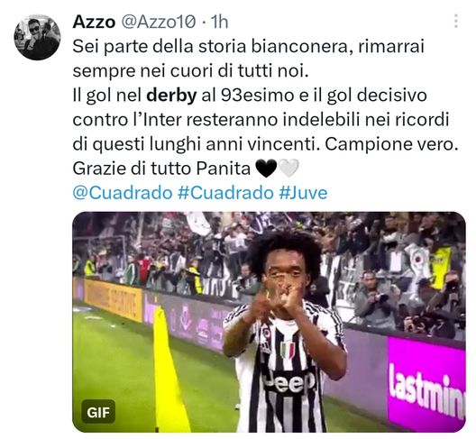 Juve, ciao Cuadrado: i tifosi salutano l’uomo del derby della rimonta!- immagine 2