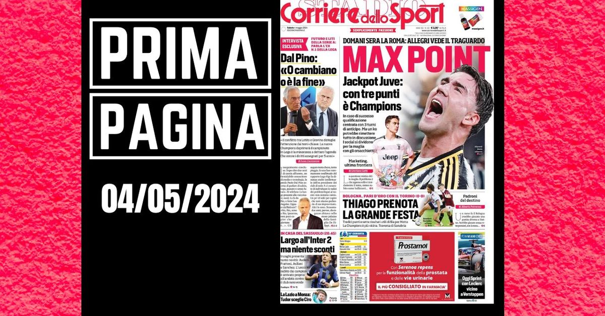 Prima pagina Corriere dello Sport: “Juve, con tre punti è Champions”