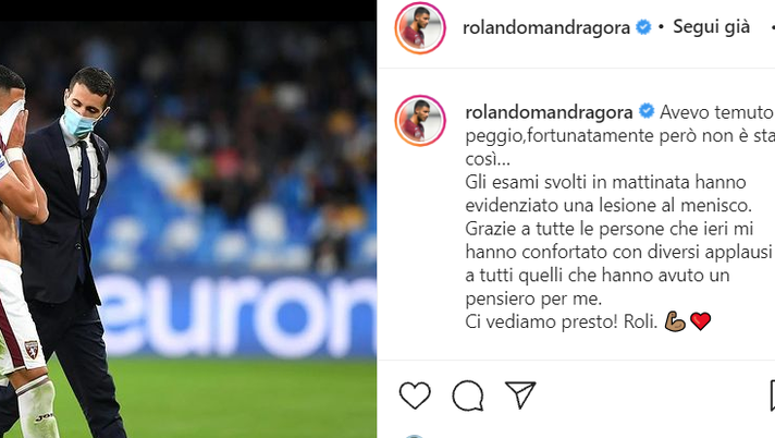 Torino, Mandragora sui social: “Avevo temuto il peggio, per fortuna non è così” - immagine 1