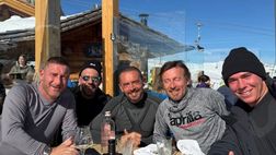 Totti, relax in Val Gardena con il figlio Cristian: e c’è anche Max Biaggi