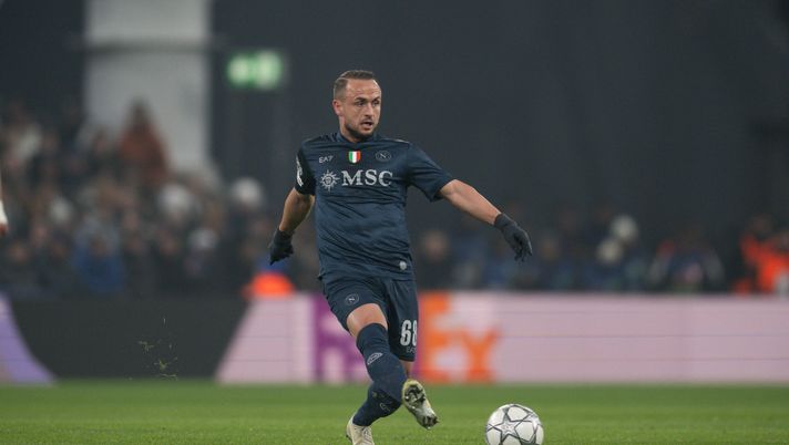 COPENHAGEN, DENMARK - JANUARY 20: Stanislav Lobotka in action during the UEFA Champions League 2025/26 League Phase MD7 match between F.C. Copenhagen and SSC Napoli at Parken Stadium on January 20, 2026 in Copenhagen, Denmark. (Photo by SSC NAPOLI/SSC NAPOLI via Getty Images) lobotka napoli