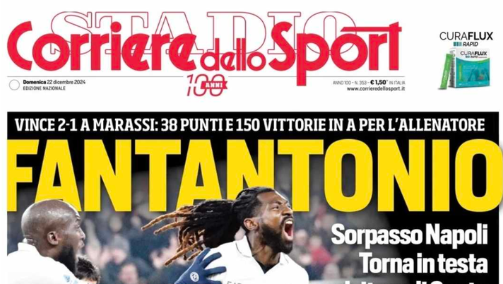 PRIMA PAGINA CORRIERE DELLO SPORT OGGI: “Fantantonio. Sorpasso Napoli torna in testa” - immagine 1
