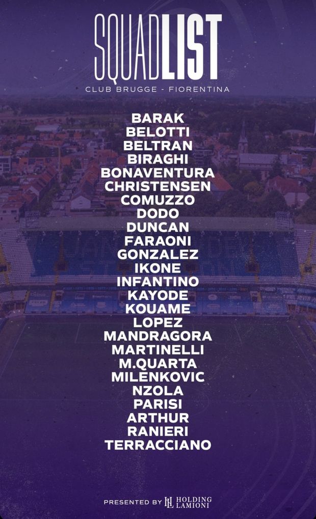 Fiorentina, i convocati di Italiano per Brugge: la decisione su Bonaventura- immagine 2
