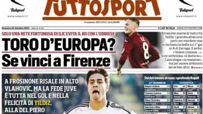 LA PRIMA PAGINA di TUTTOSPORT: “Nel segno di Alex, a Frosinone risale in alto Vlahovic” - immagine 1