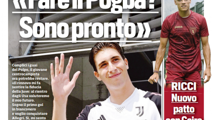 EDICOLA / TS: Juve, intervista a Miretti, “Fare il Pogba? Sono pronto” - immagine 1