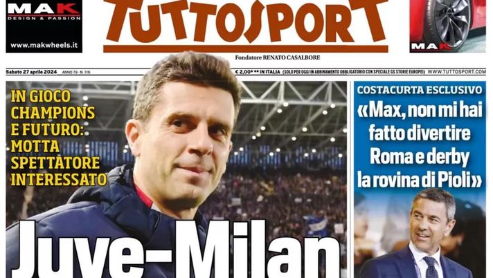 prima pagina tuttosport oggi